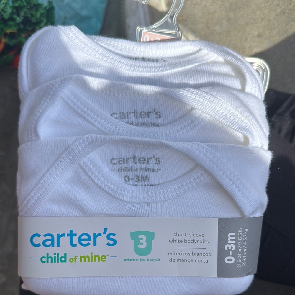 carter's Baby 3-Pack White Short-Sleeve Bodysuits - 0-3M